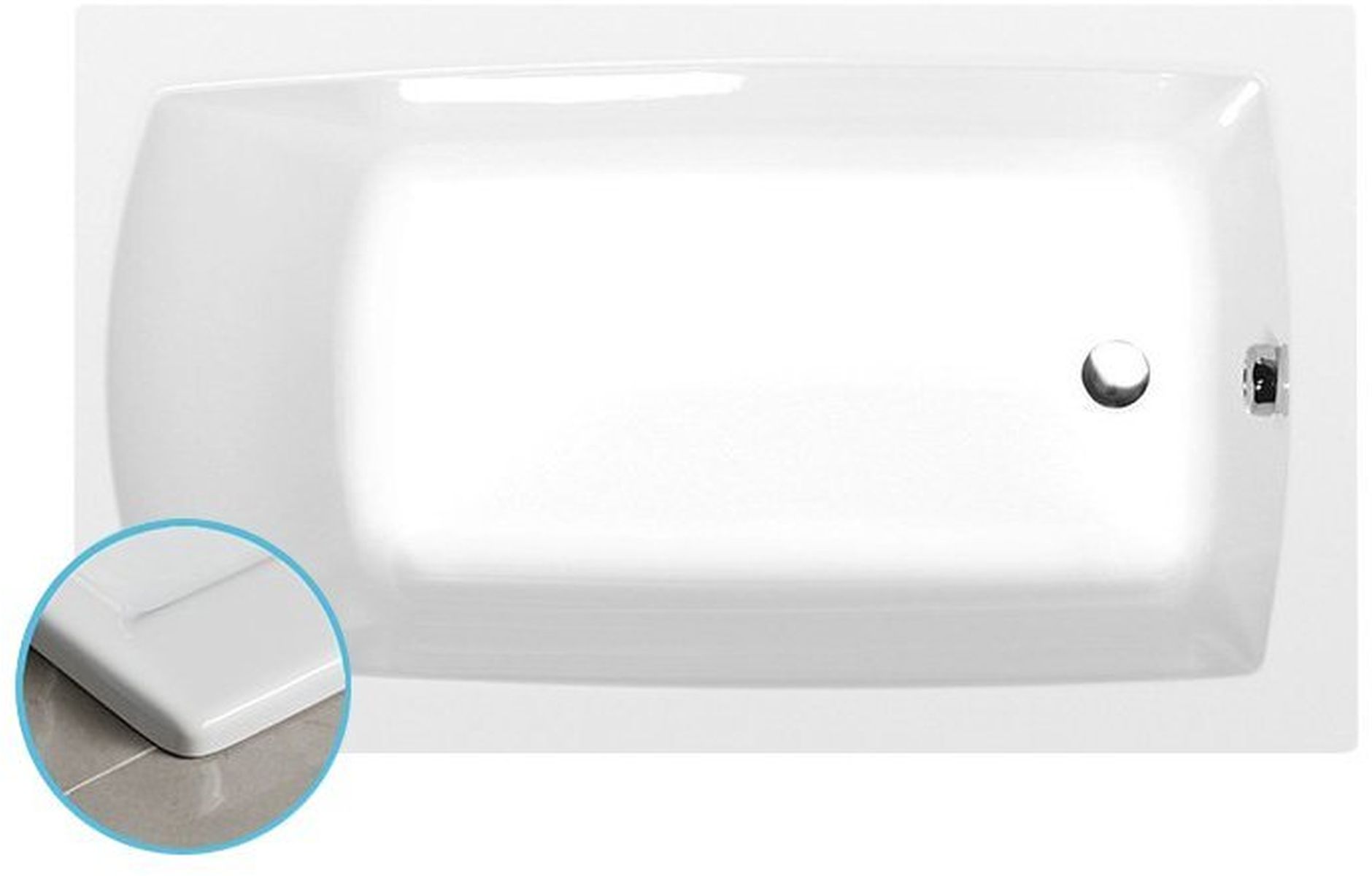 Polysan Lily Slim wanna prostokątna 120x70 cm biała 25111S