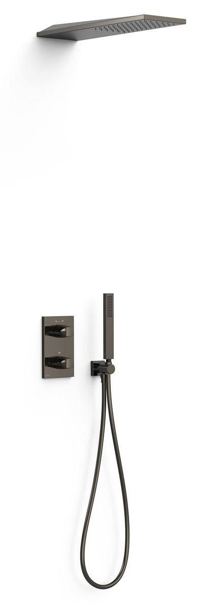Tres Therm-Box zestaw prysznicowy podtynkowy termostatyczny z deszczownicą czarny metalizowany 21125005KM