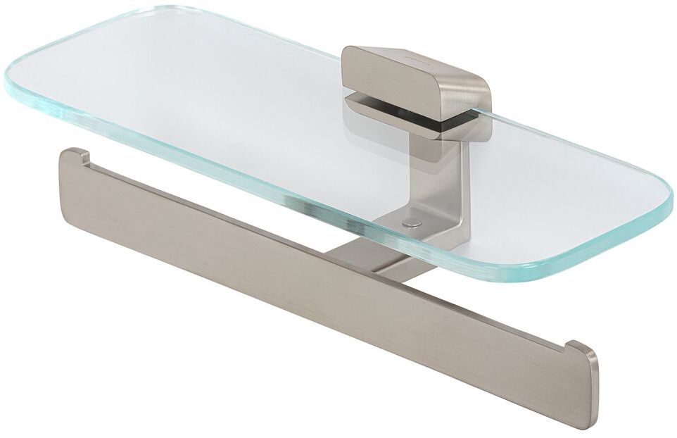 Geesa Shift uchwyt na papier toaletowy podwójny z półką szczotkowana stal nierdzewna/szkło przezroczyste 919948-05