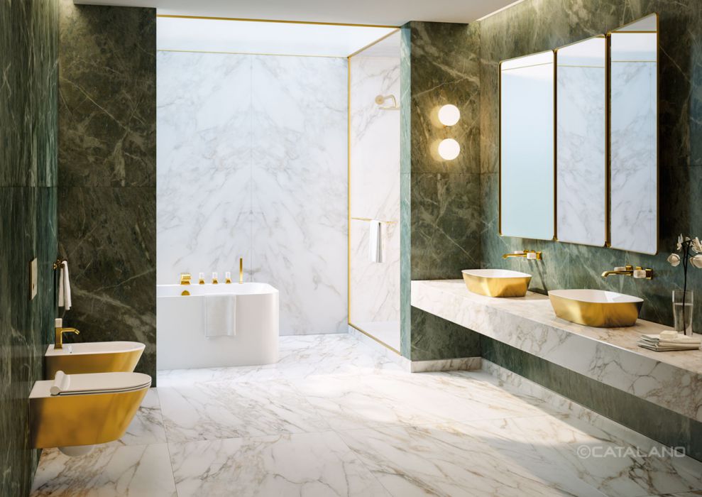 Catalano Green umywalka 60x40 cm owalna nablatowa biała-złota 0622600042