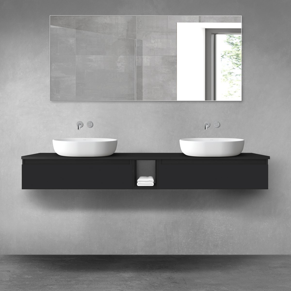 Oltens Vernal zestaw mebli łazienkowych 180 cm z blatem czarny mat 68649300 - Wysyłka w 24h