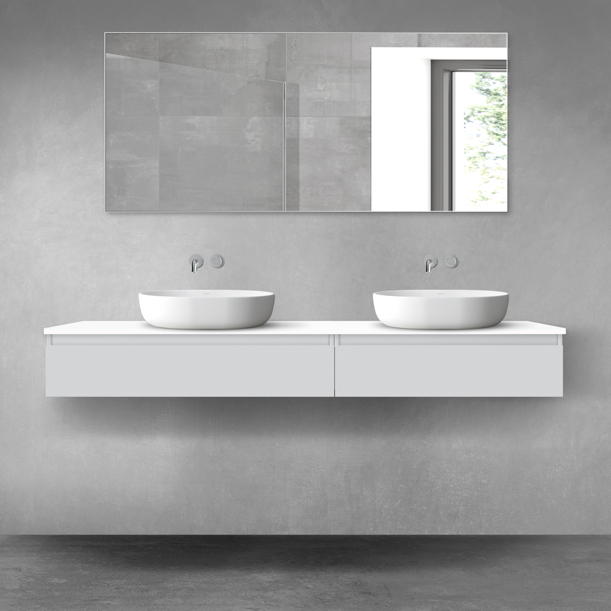 Oltens Vernal zestaw mebli łazienkowych 180 cm z blatem szary mat/biały połysk 68574700 - Wysyłka w 24h