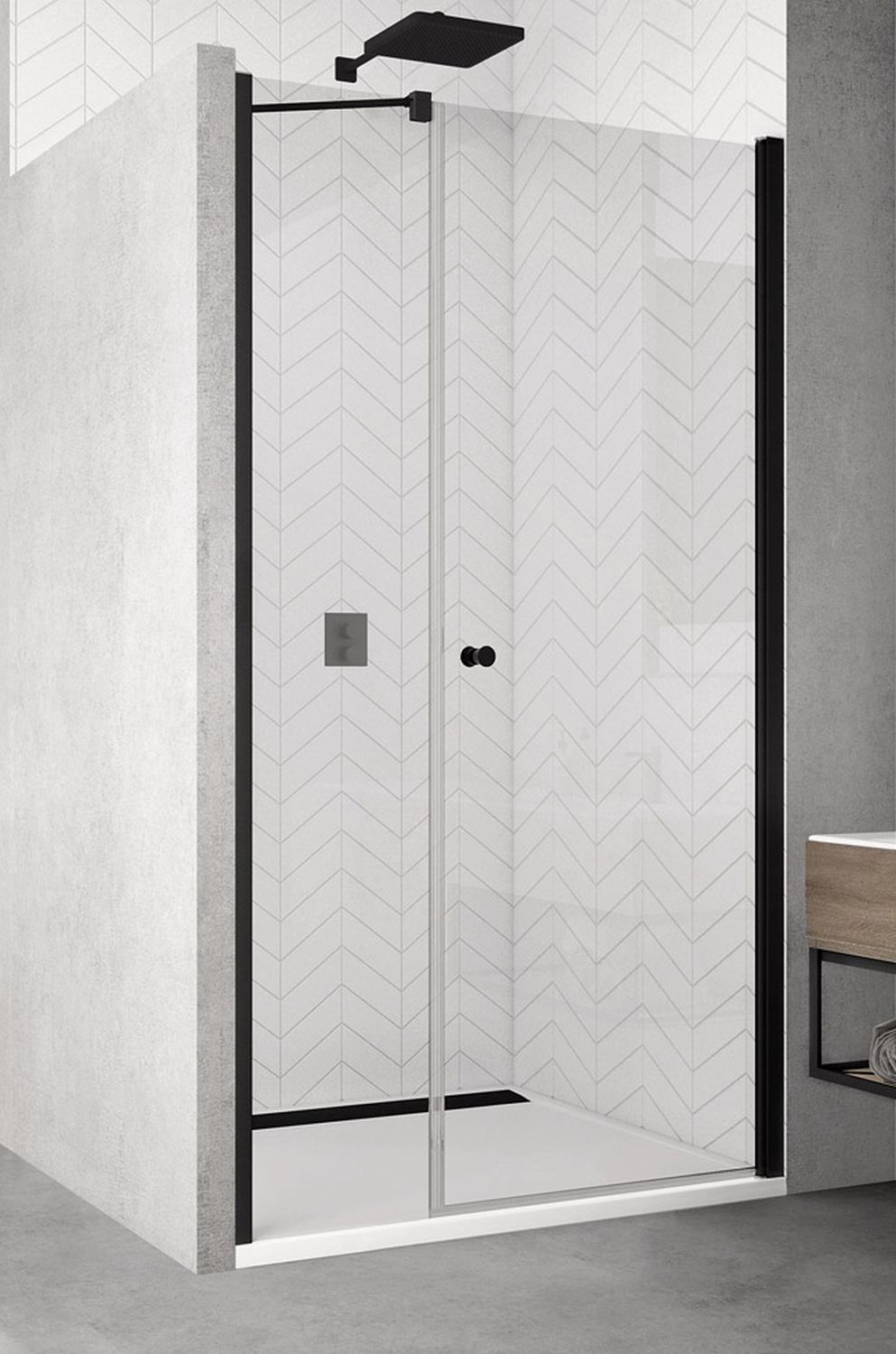 SanSwiss Solino drzwi prysznicowe 110 cm czarny mat/szkło przezroczyste SOL3111000607