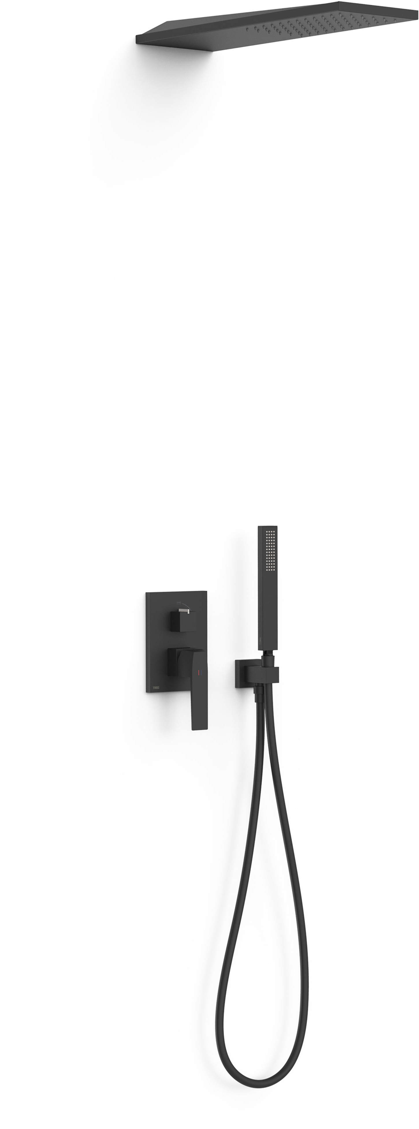 Tres Slim Exclusive zestaw prysznicowy podtynkowy z deszczownicą czarny mat 20228005NM