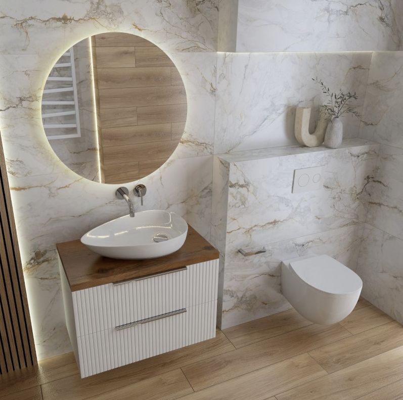 LaVita Almond umywalka 58x41 cm nablatowa owalna biały połysk