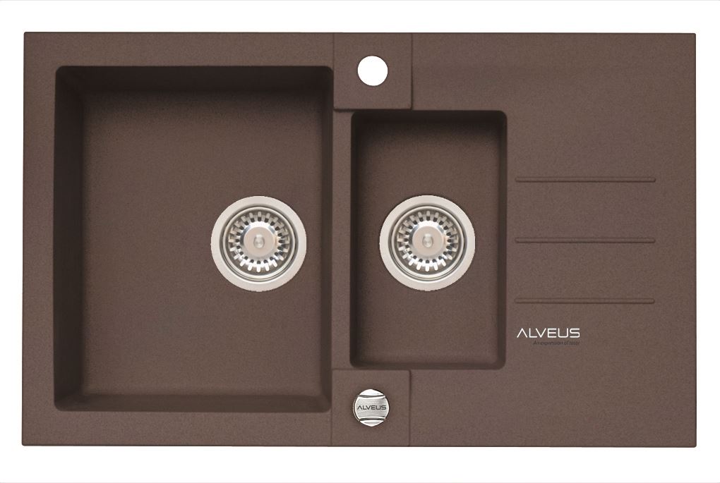 Alveus Rock 70 zlewozmywak 1,5-komorowy 78x48 cm Granital Plus chocolate-G03M 4217003