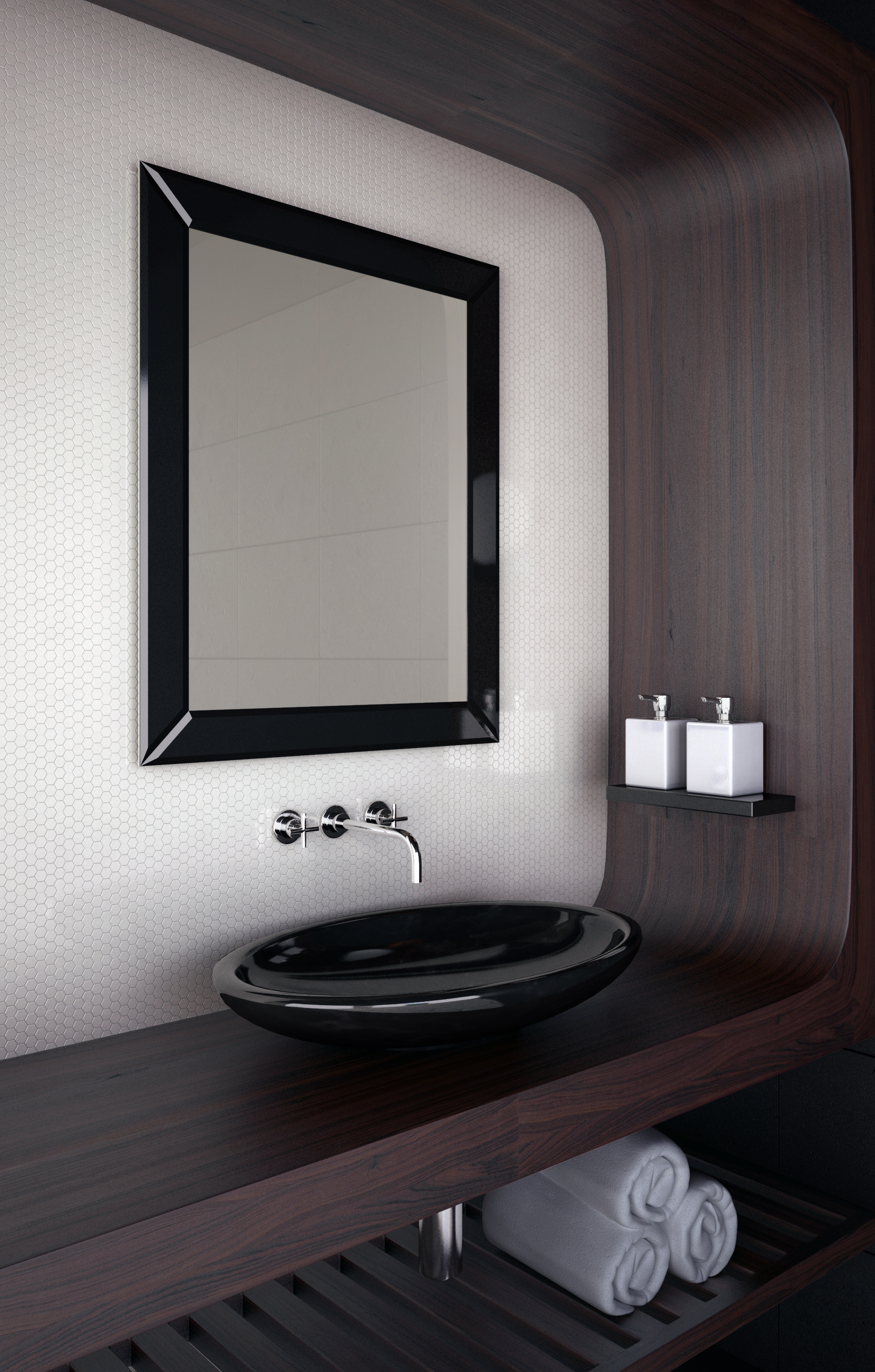 Dubiel Vitrum Domino Black lustro prostokątne 80x55 cm