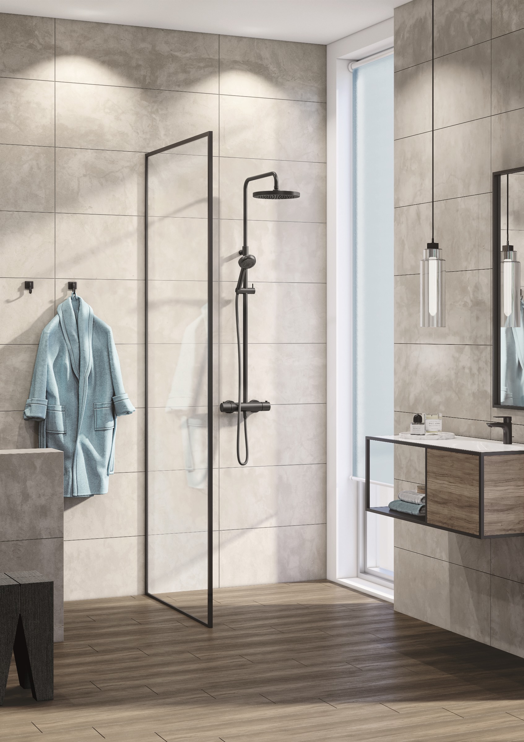 Kludi A-QA deszczownica 24,5x24,5 cm okrągła czarna 6651139-00