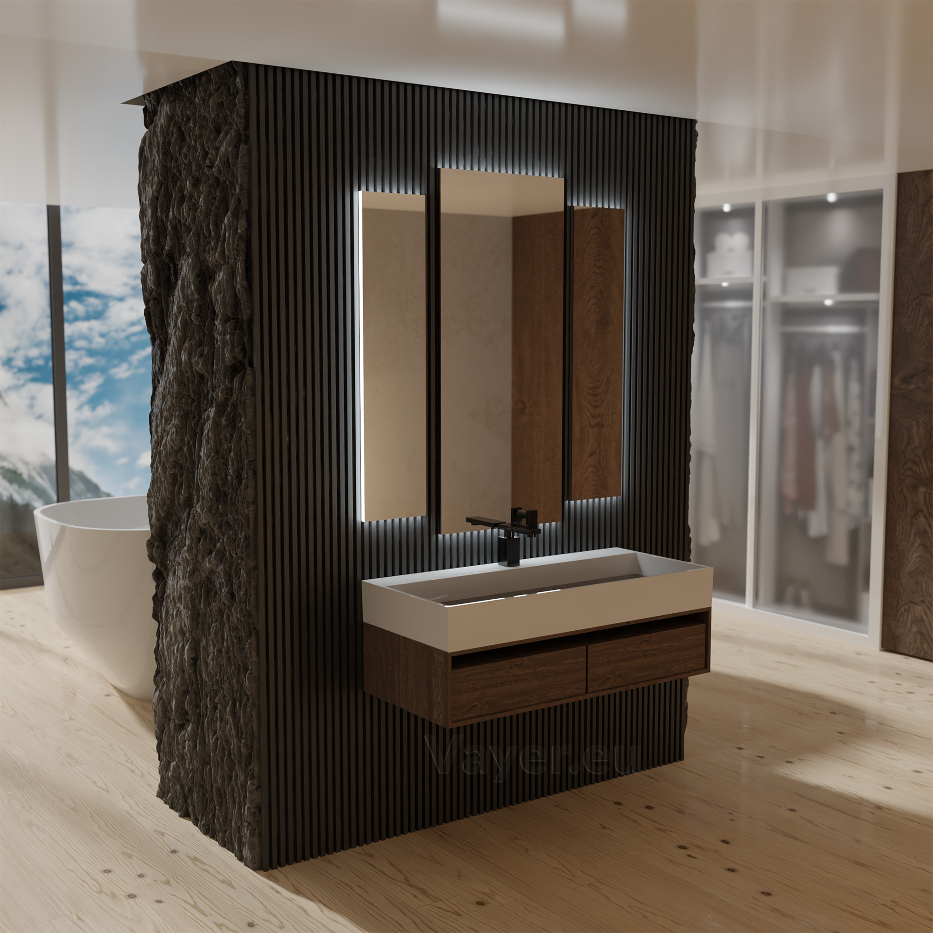 Vayer Lepus umywalka 60x42,5 cm nablatowa czarno-biała 060.042.010.3-1.0.1.X.0.MC