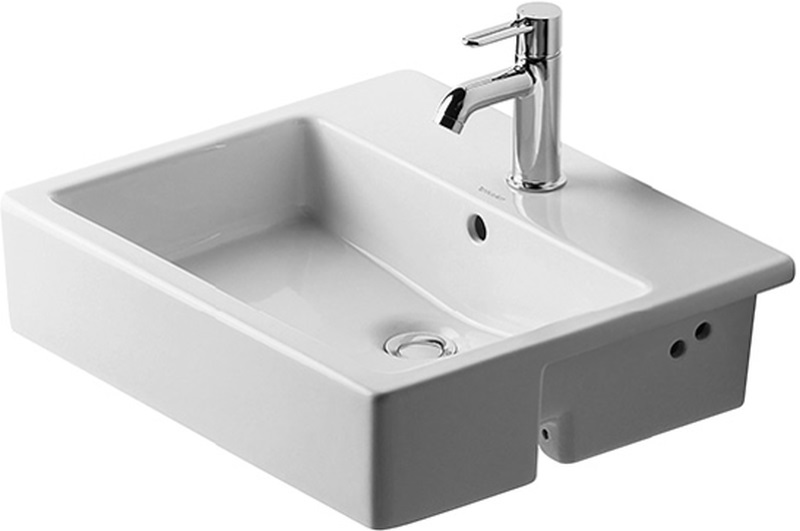 Duravit Vero umywalka 55x47 cm półblatowa prostokątna WonderGliss biała 03145500001