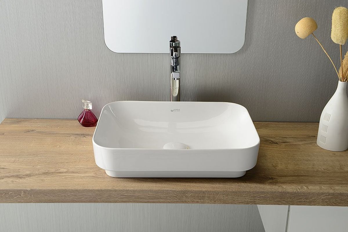 Isvea Sott Aqua umywalka 50x38 cm nablatowa prostokątna biała 10SQ51050