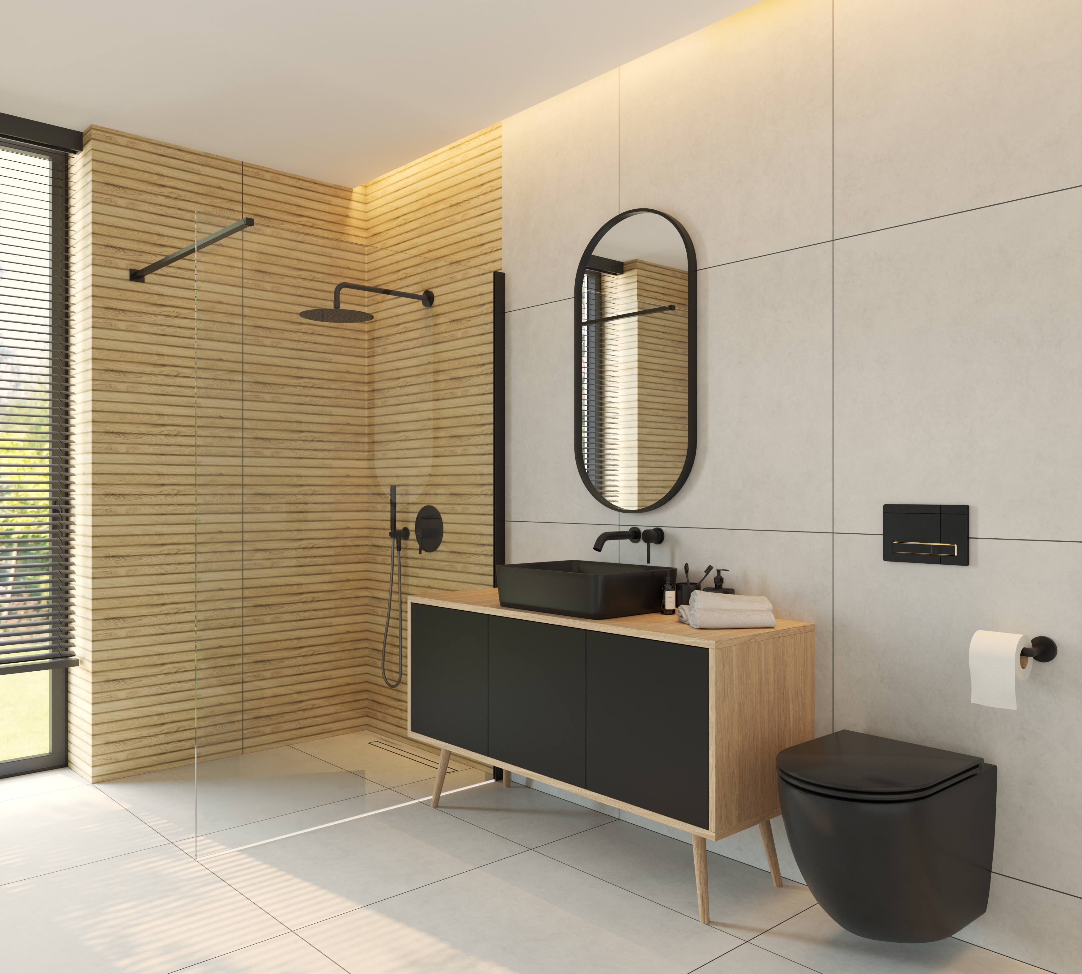 Oltens Hedvig szafka 140x45x49,7 cm podumywalkowa wisząca czarna-dąb 60205360 - Wysyłka w 24h