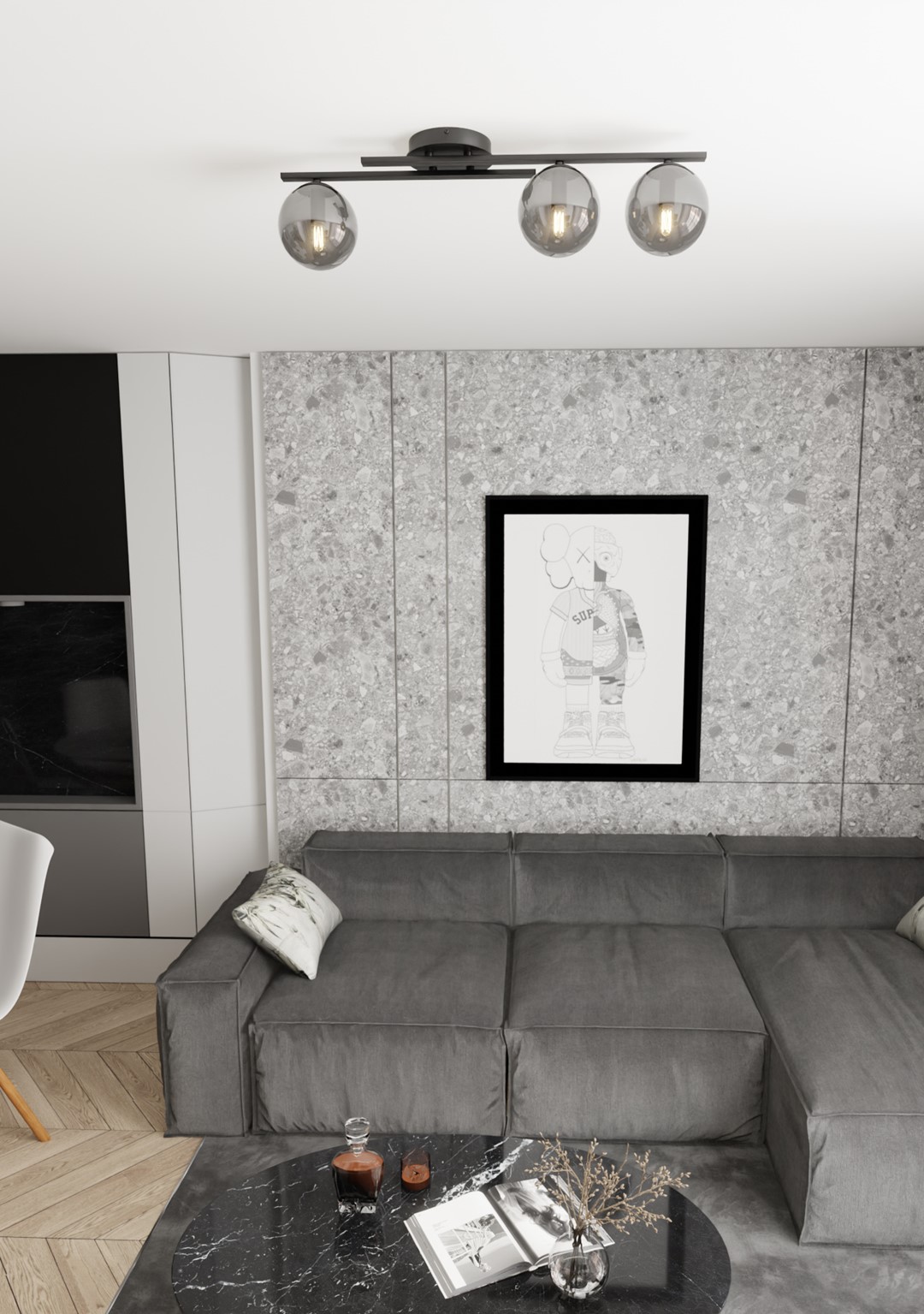 Emibig Kairo lampa podsufitowa 3x10 W grafitowa 1447/3