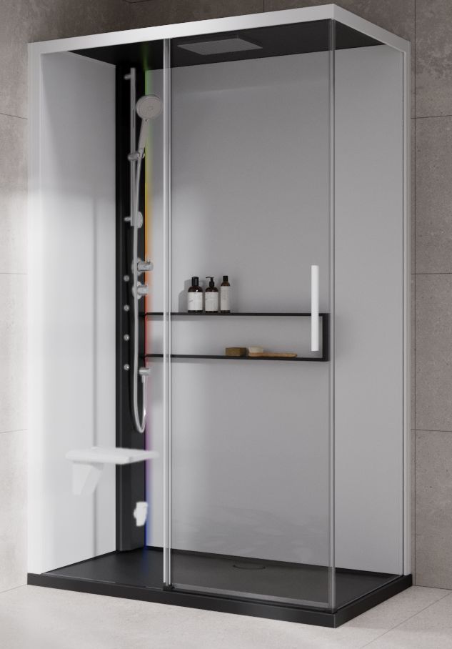 Novellini Glax 2 2.0 2P kabina z hydromasażem 120x80 cm parowa z brodzikiem lewa czarna G222P120ST5-1HU