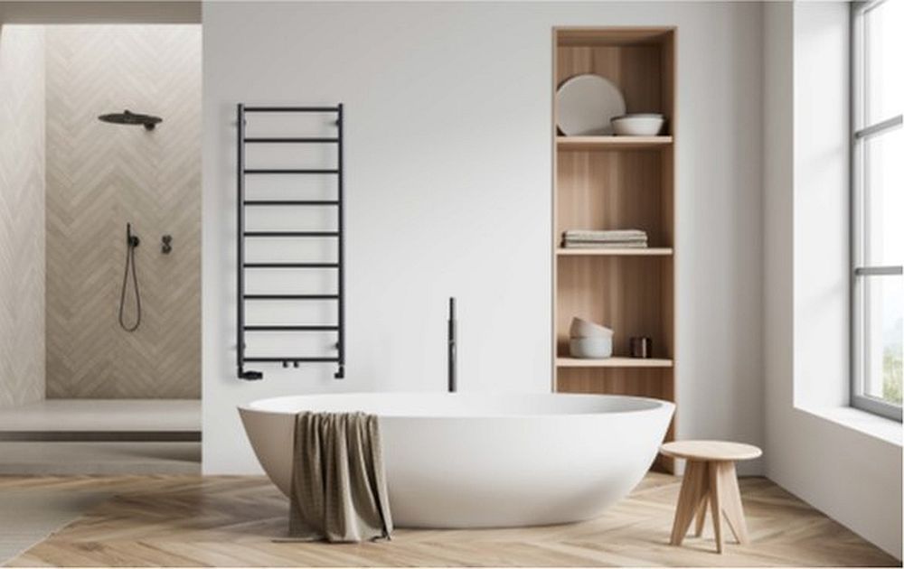 P.M.H. Naas grzejnik łazienkowy drabinkowy 121x60 cm czarny mat NS4BL-M