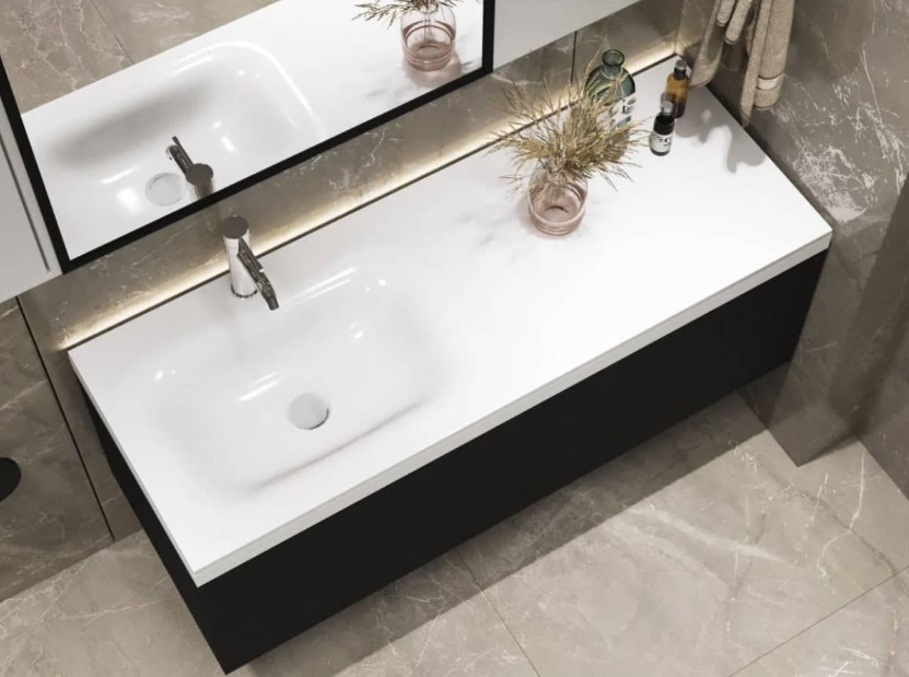 Miraggio Jessel umywalka 120x45 cm wpuszczana prostokątna lewa biały połysk 0001057