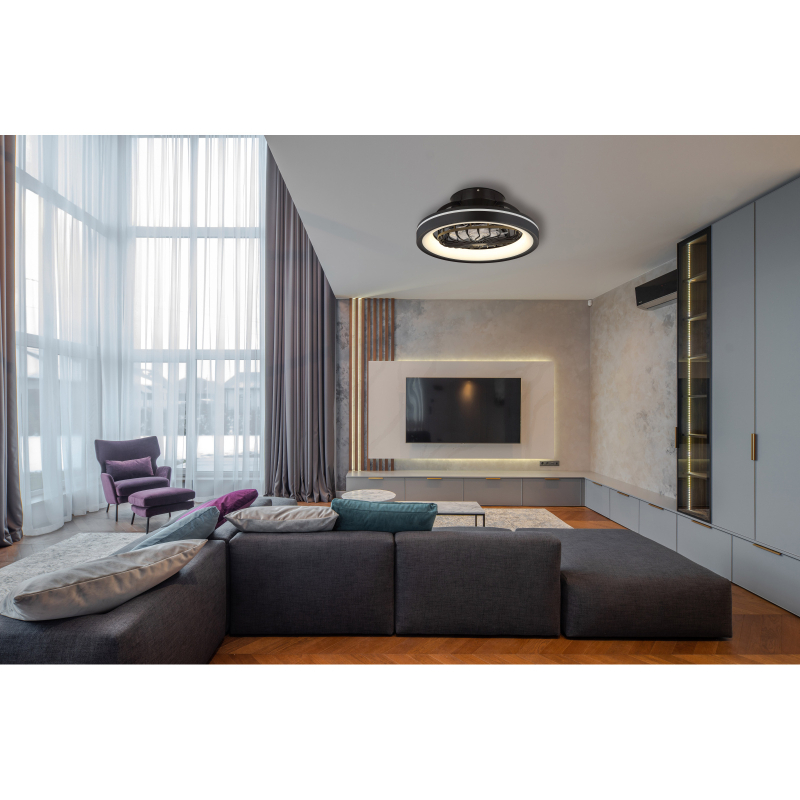 Globo Lighting Deanne lampa podsufitowa z wentylatorem 1x40 W czarna 03665