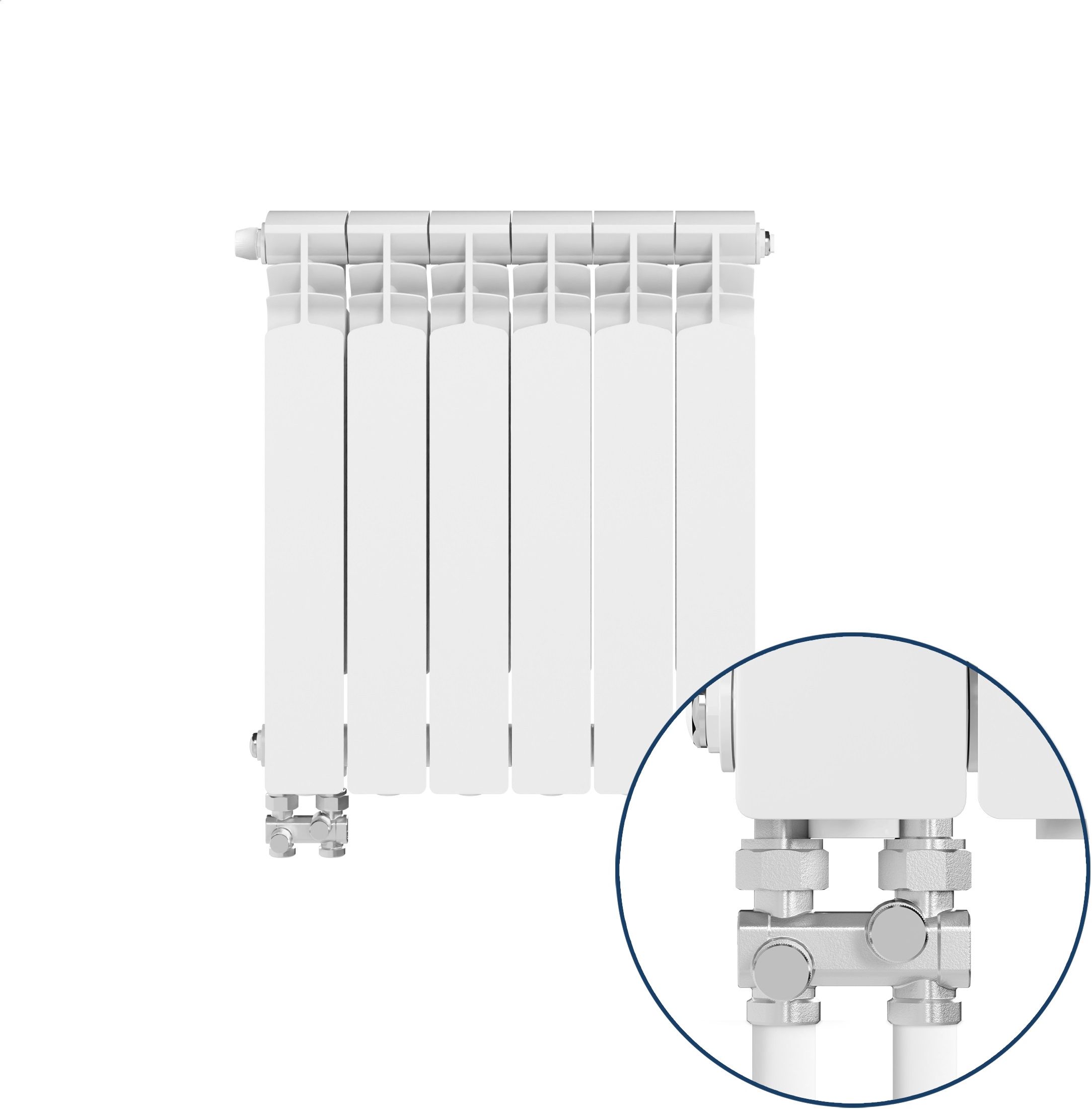 KFA Armatura G500F/D/6 grzejnik pokojowy 57,2x48,3 cm podłączenie dolne biały 789-064-44