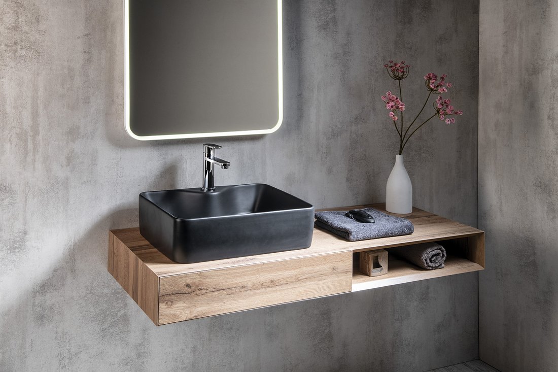 Sapho Balena umywalka 48x37 cm nablatowa prostokątna czarny mat BH7013B