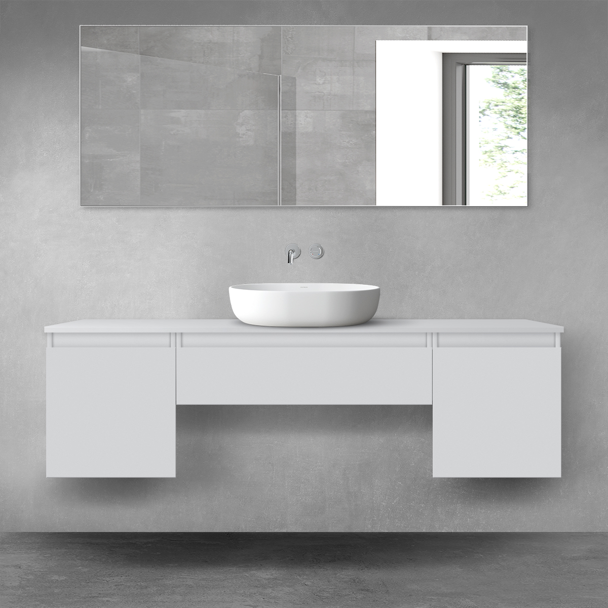 Oltens Vernal zestaw mebli łazienkowych 160 cm z blatem szary mat 68387700 - Wysyłka w 24h