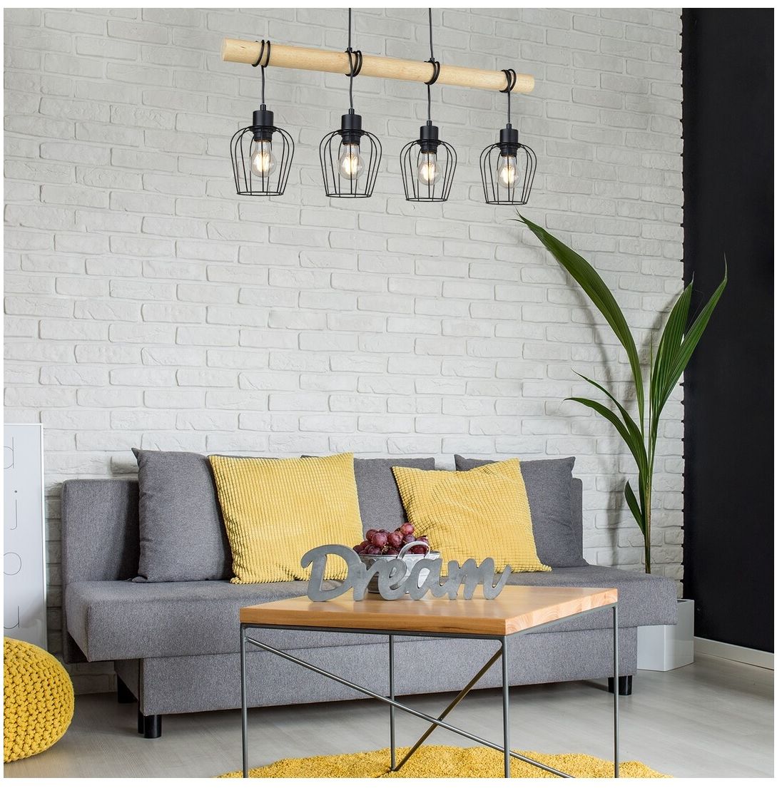 Rabalux Fabian lampa wisząca 4x40W czarny/drewno 5247