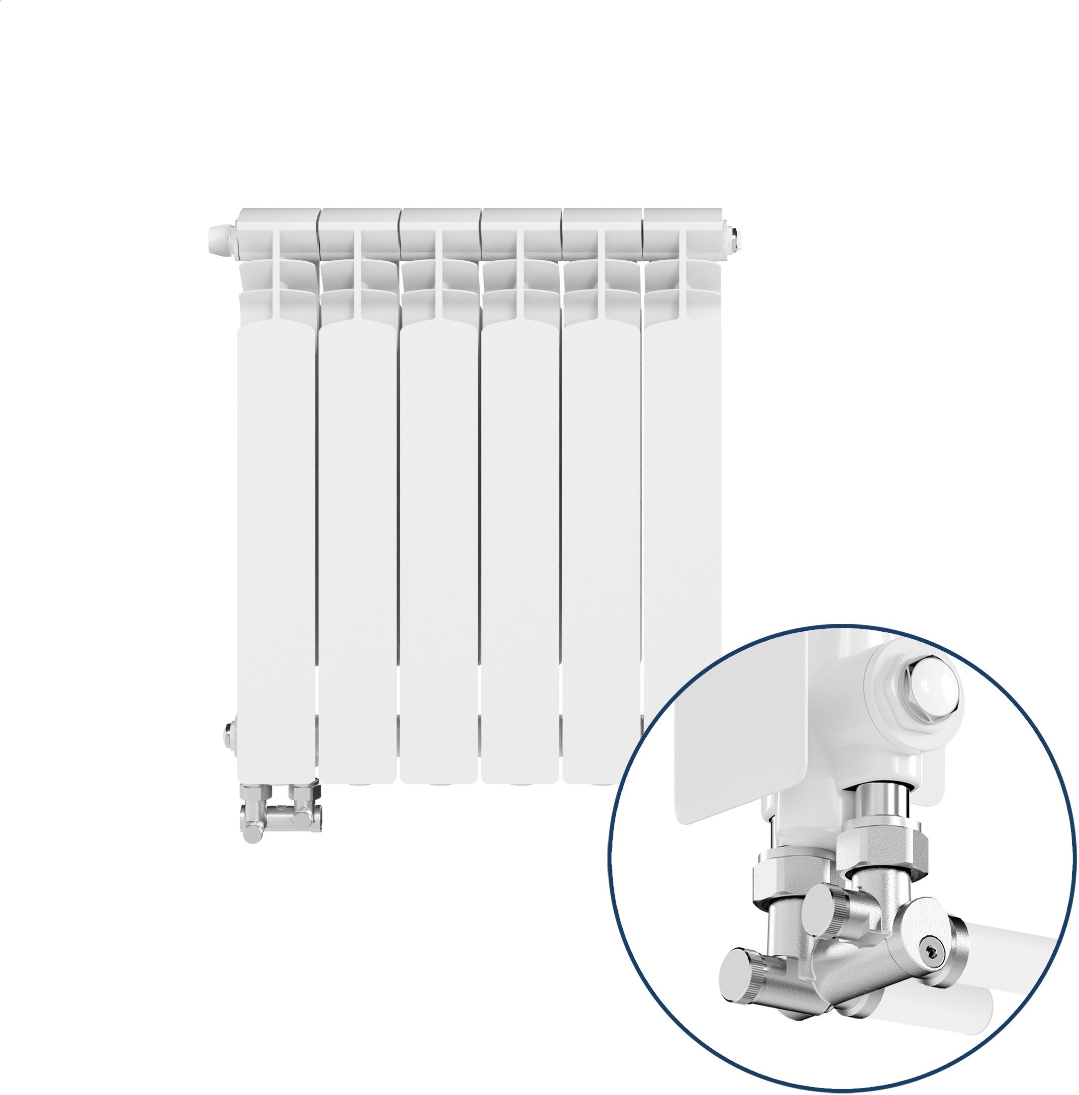 KFA Armatura G500F/D/6 grzejnik pokojowy 57,2x48,3 cm podłączenie dolne biały 789-063-44