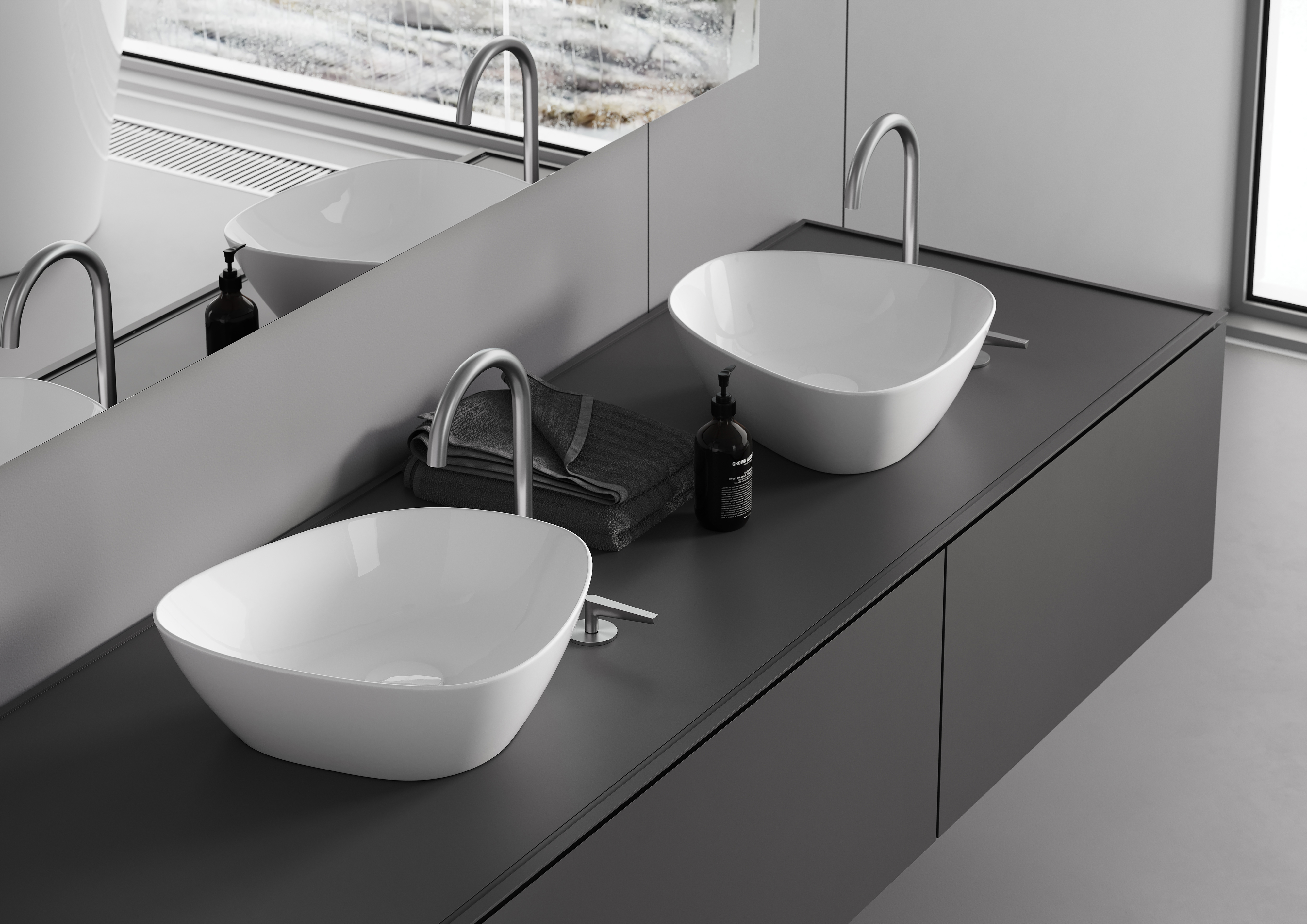 Meissen Keramik Kontra umywalka 39x37 cm nablatowa asymetryczna biały mat K682-014 - Wysyłka w 24h