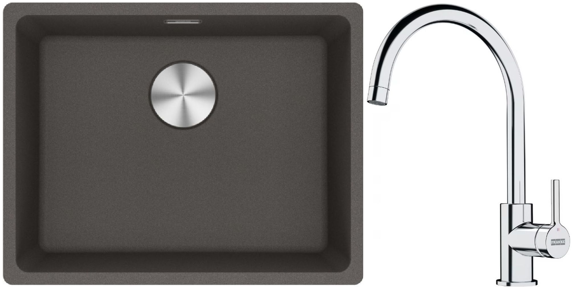 Franke Maris MRG 110-52 zlewozmywak granitowy 55,3x43,3 cm łupkowy szary z baterią kuchenną Lina chrom (1250716375, 1150693228)