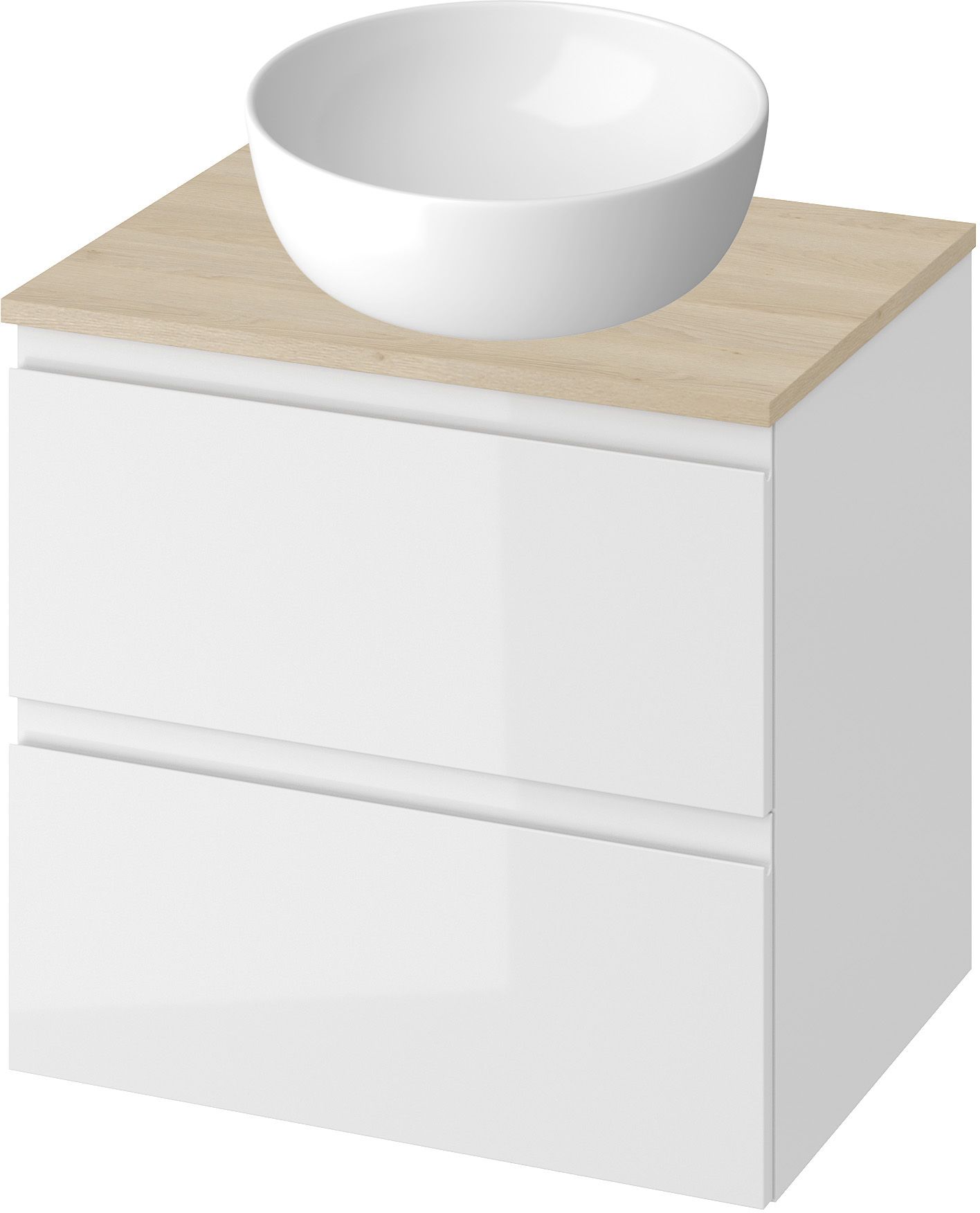 Zestaw Cersanit Modo umywalka z szafką i blatem 60 cm biały/dąb (S590042, S590043, K116048) - Wysyłka w 24h