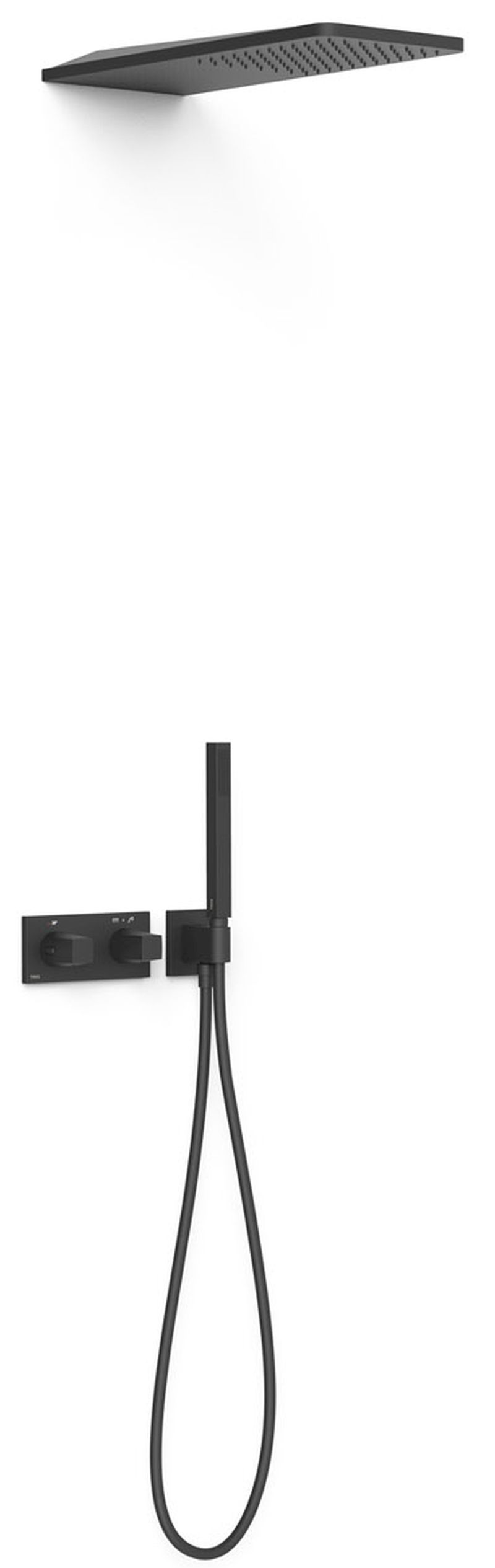 Tres B-System zestaw prysznicowy podtynkowy termostatyczny z deszczownicą czarny mat 30725205NM