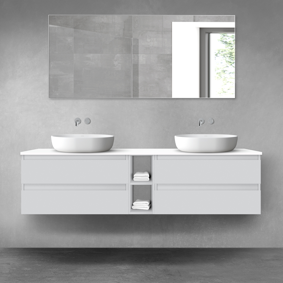 Oltens Vernal zestaw mebli łazienkowych 180 cm z blatem szary mat/bały połysk 68631700 - Wysyłka w 24h