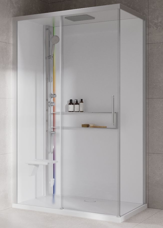 Novellini Glax 2 2.0 2P kabina z hydromasażem 120x80 cm parowa z brodzikiem lewa srebrna G222P129ST5-1BB