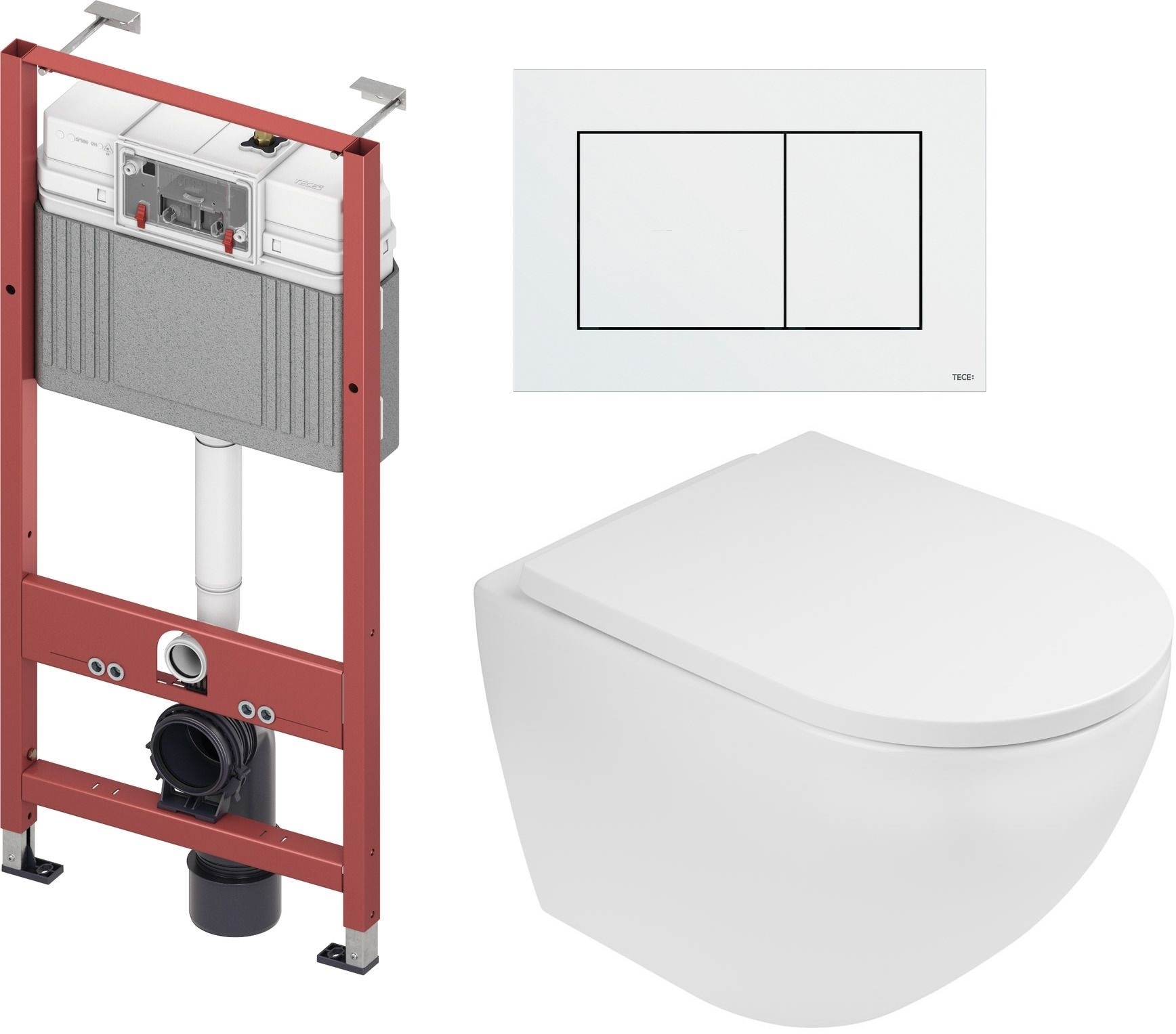 Zestaw Oltens Hamnes Stille miska WC wisząca spłukiwanie wirowe z deską wolnoopadającą i stelaż podtynkowy Tece Base z przyciskiem ...