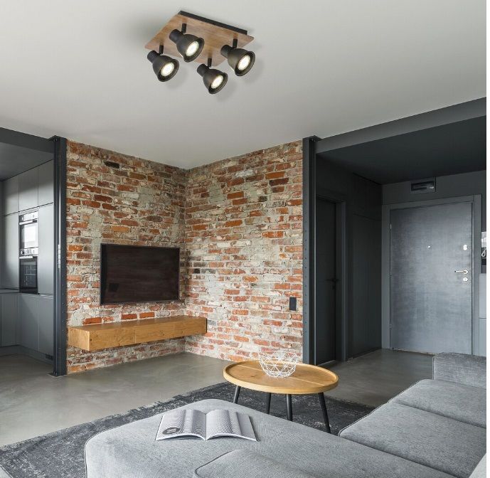 Rabalux Mac lampa podsufitowa 4x35 W czarna-drewno 5905