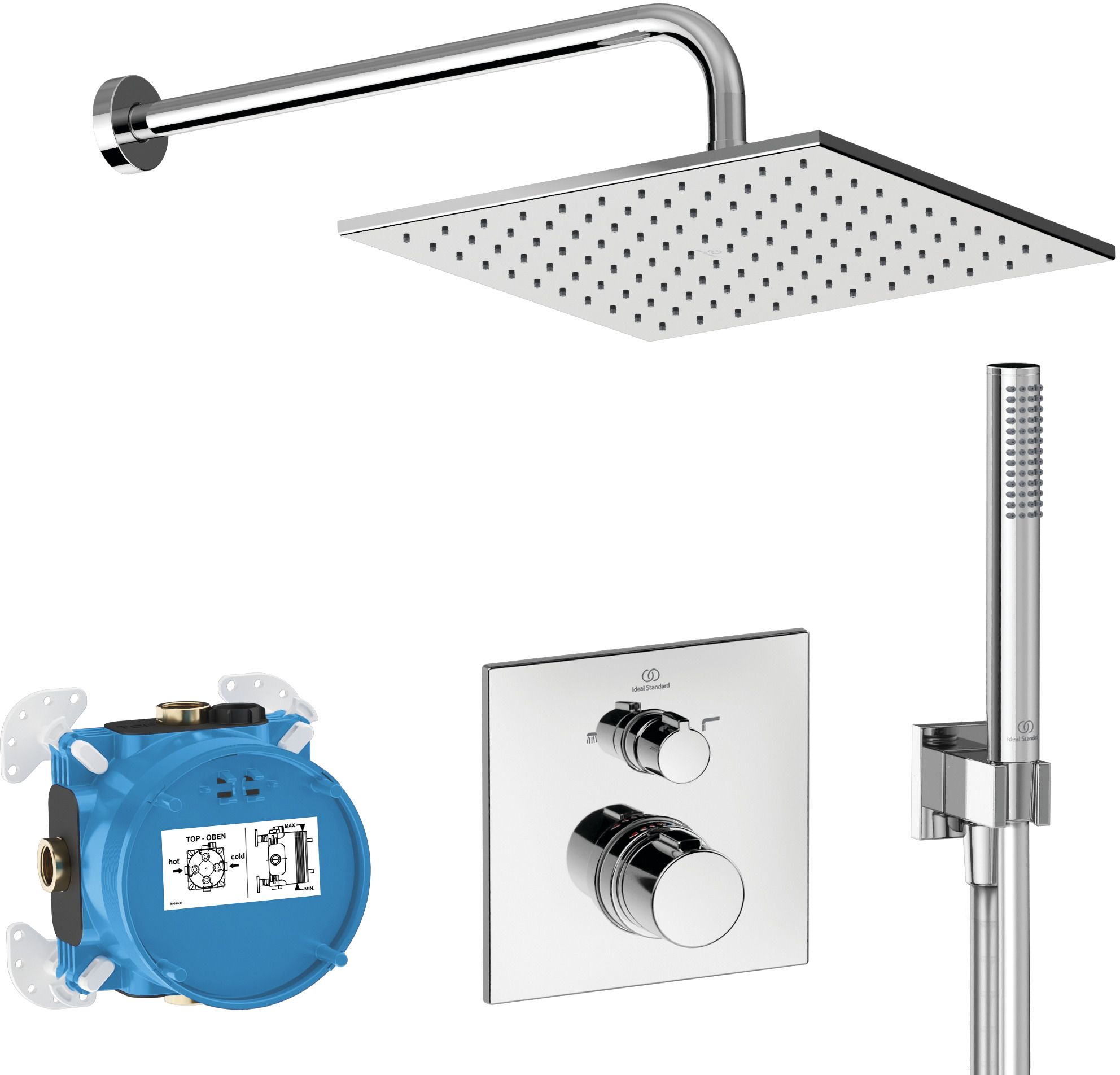 Ideal Standard Ceratherm zestaw prysznicowy podtynkowy termostatyczny z deszczownicą chrom A7572AA