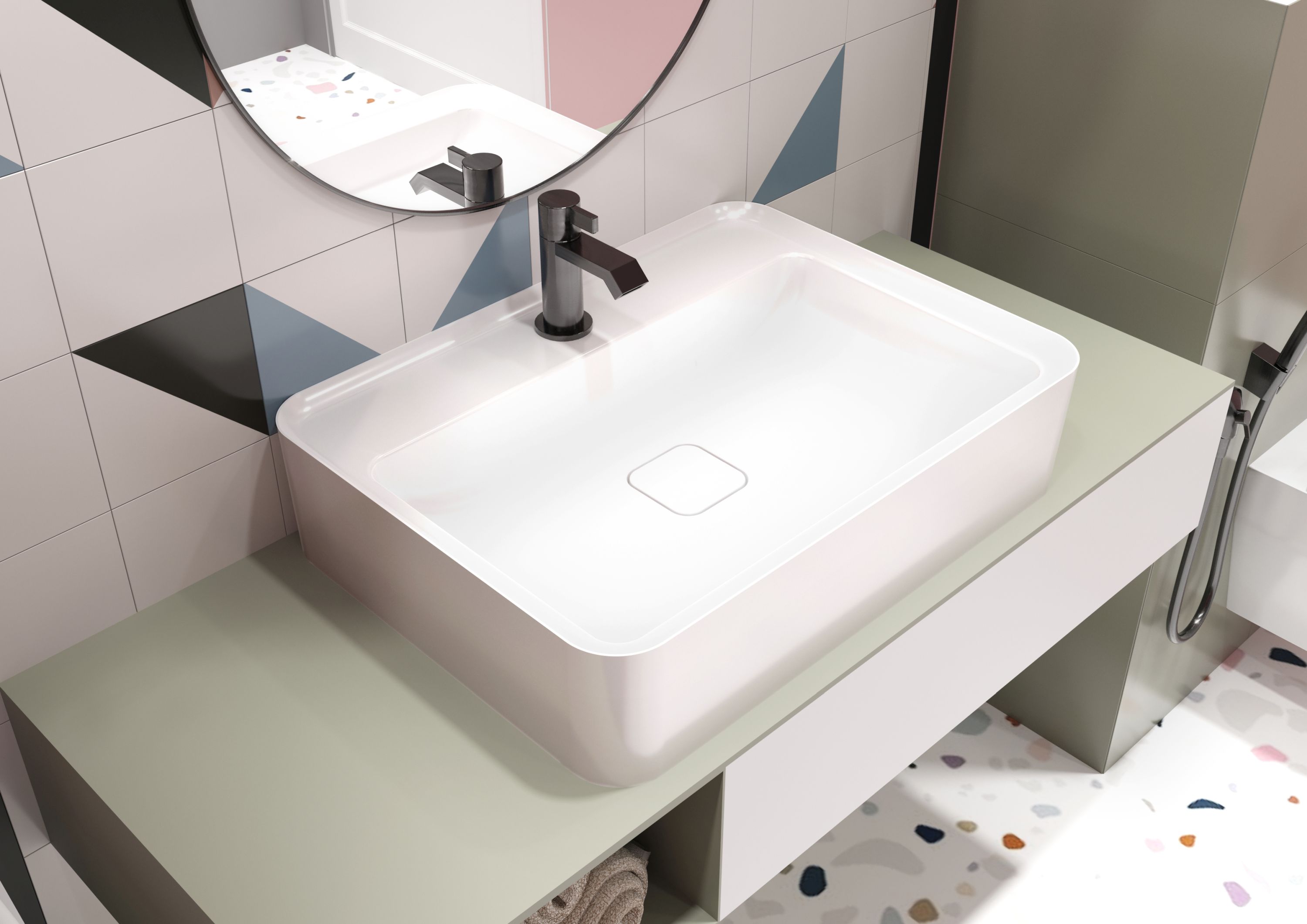 Miraggio Marrakesh umywalka 60x45 cm nablatowa prostokątna biały połysk 0000217