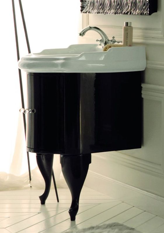 Kerasan Retro szafka 69 cm podumywalka stojąca czarna/złota 7361K4