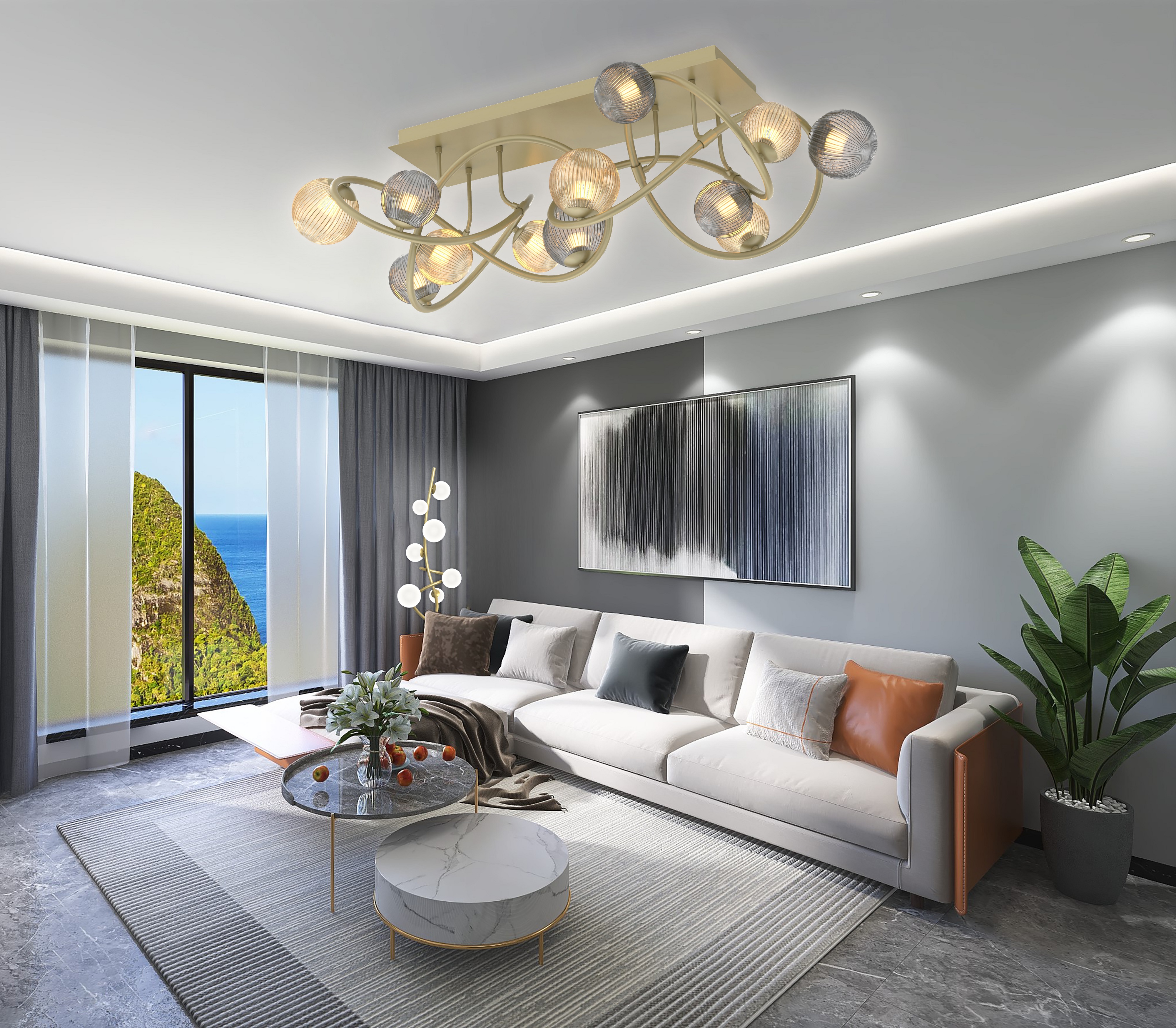 Aviano Metz lampa podsufitowa 12x3,5 W złota 9015-1204