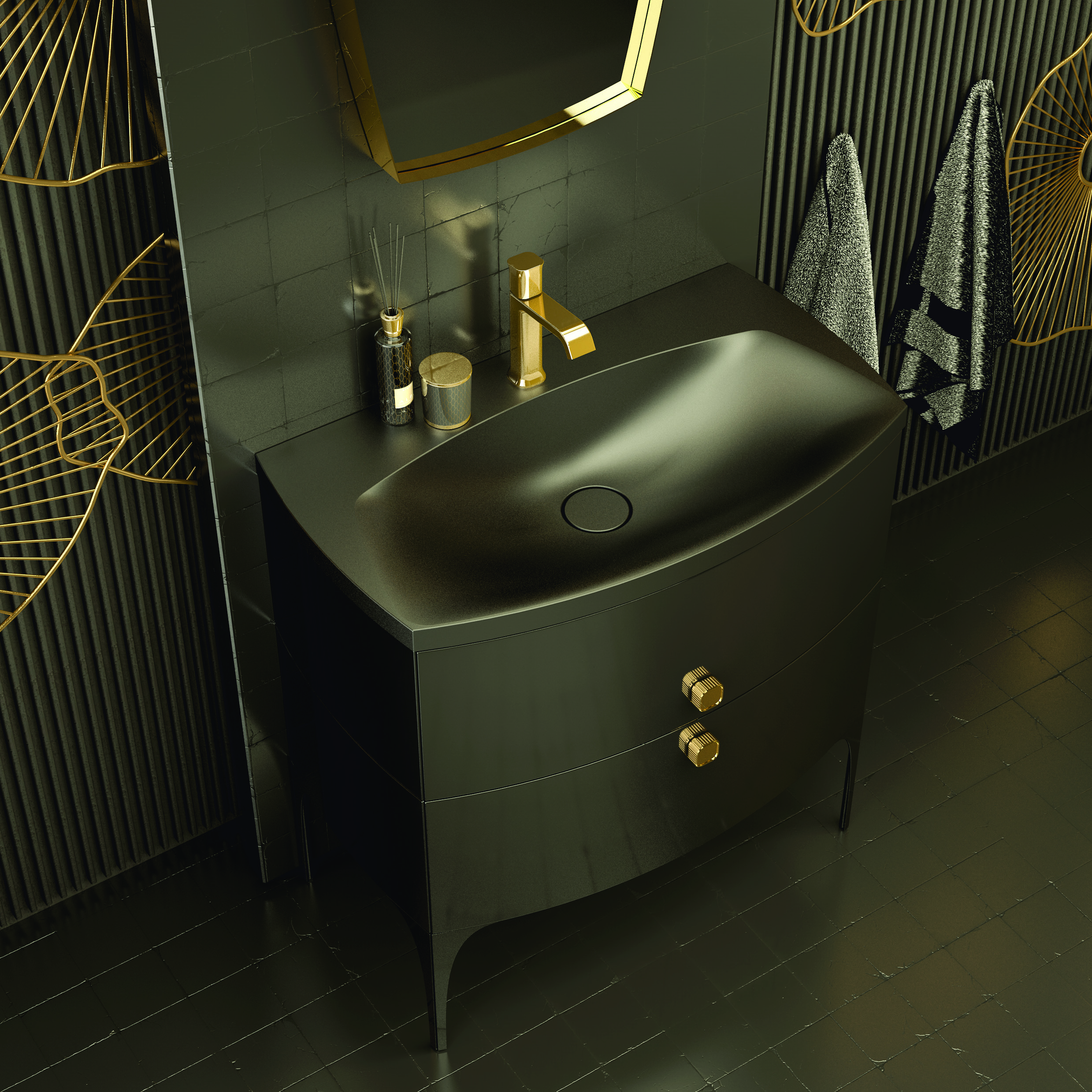 Oristo Louis szafka 81,6x47,7x55,4 cm podumywalkowa wisząca czarna OR50-SD2S-82-7