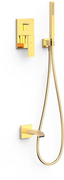 Tres Cuadro-Tres zestaw wannowo-prysznicowy podtynkowy złoty 00628006OR