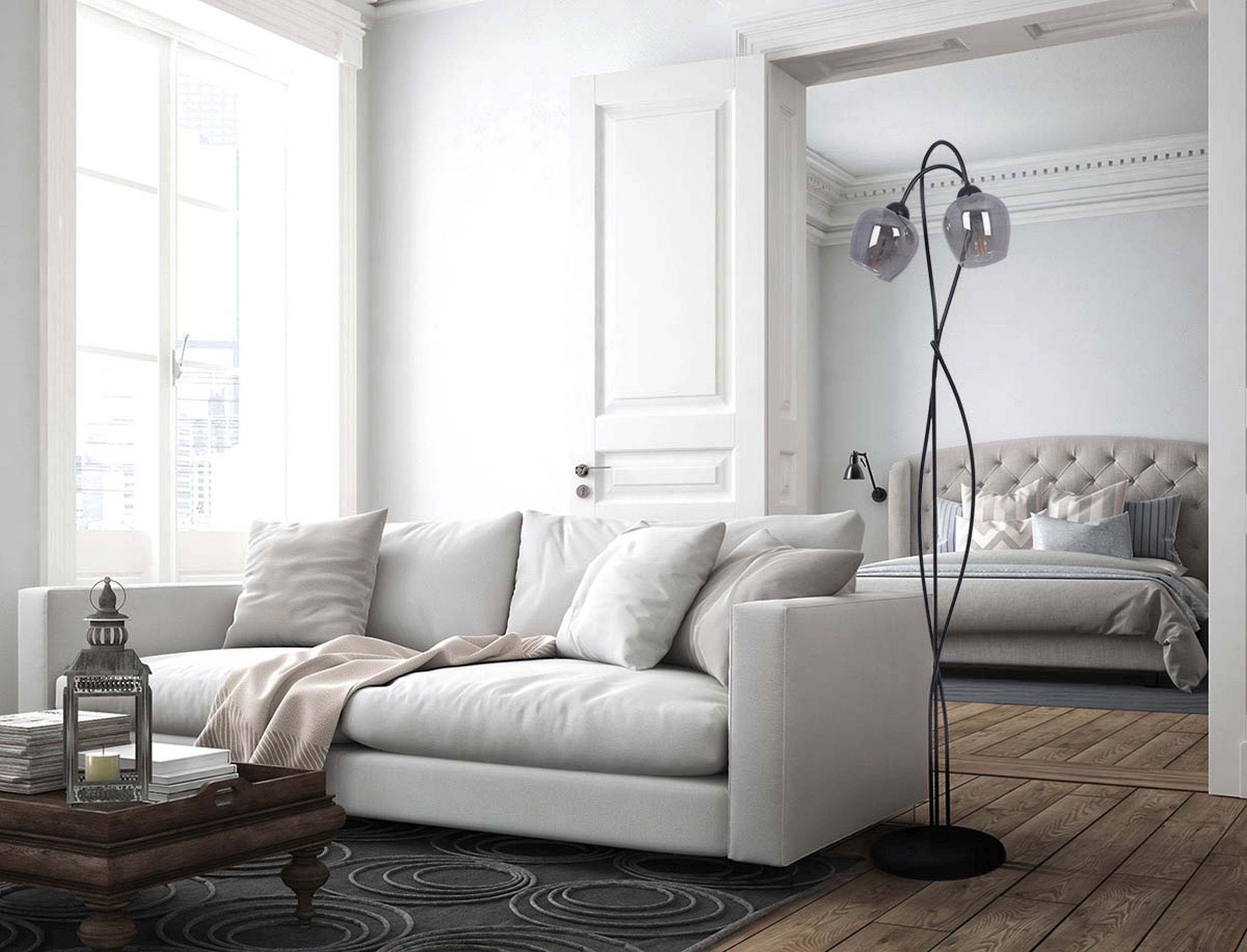 Kaja Sara lampa stojąca 2x60W czarny/grafitowy K-5198