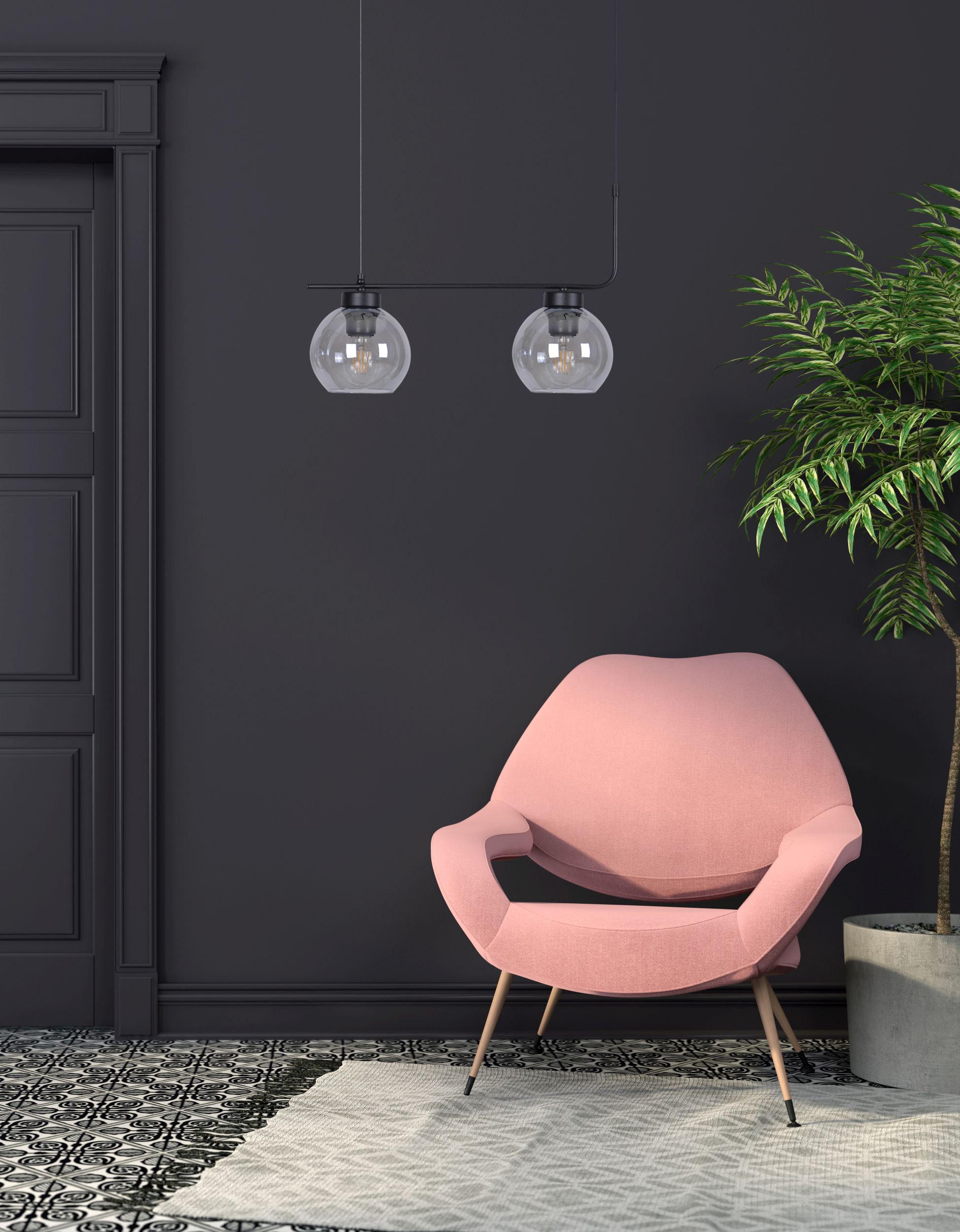 Kaja Torvi lampa wisząca 2x60W czarna/grafitowa K-4880