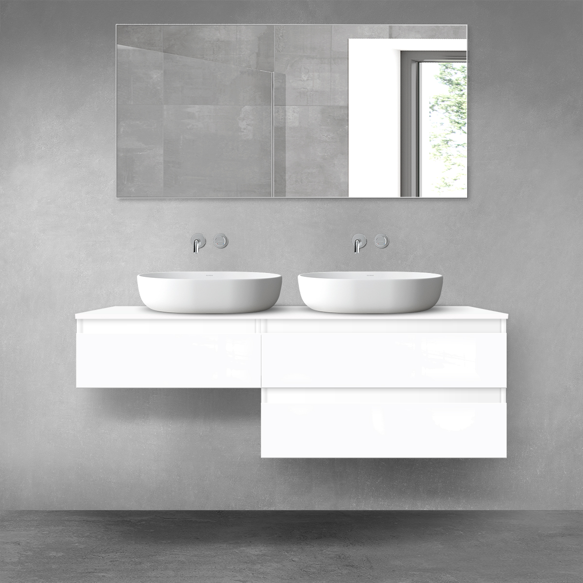 Oltens Vernal zestaw mebli łazienkowych 140 cm z blatem biały połysk 68324000 - Wysyłka w 24h