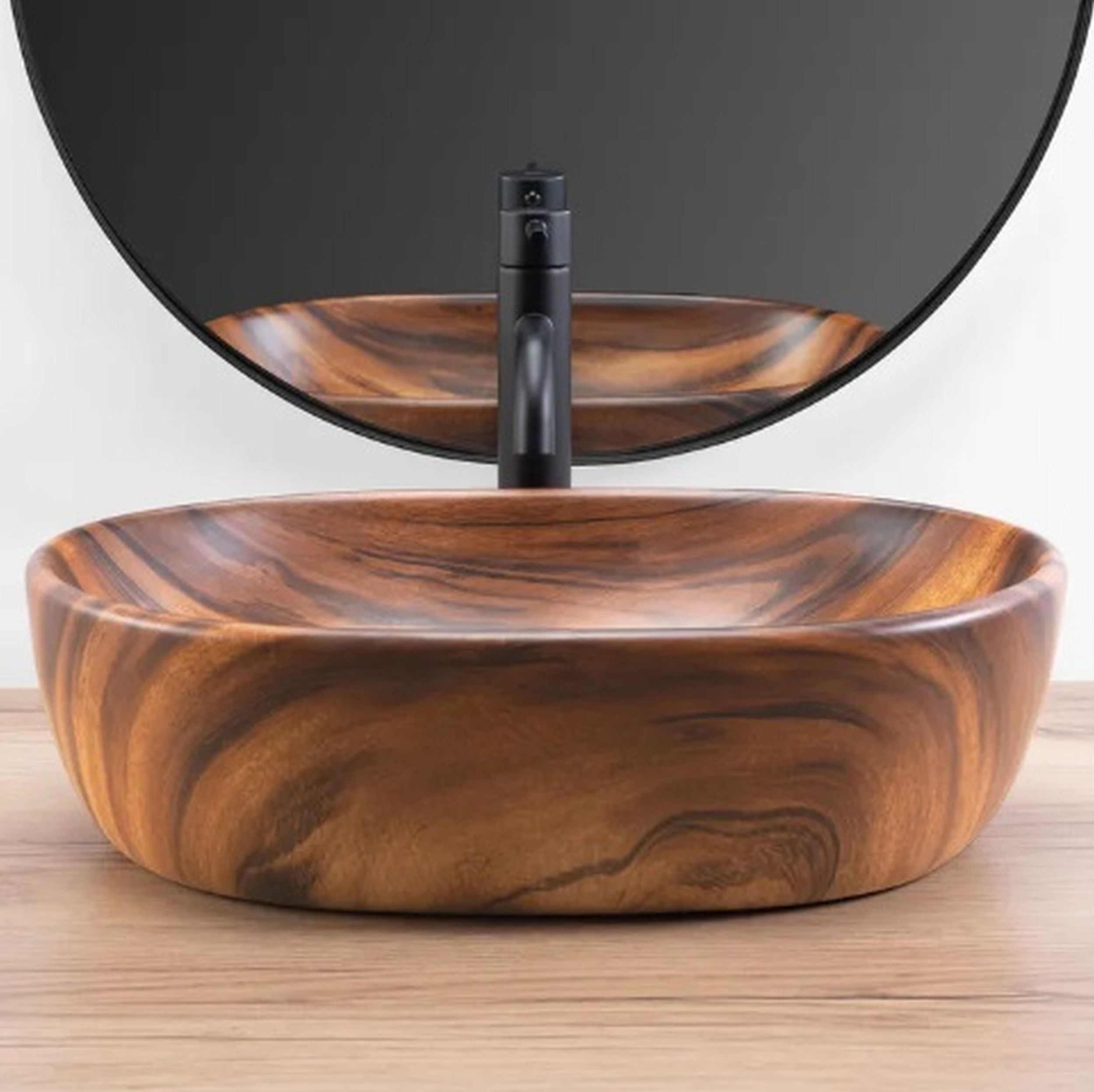 Rea Amelia umywalka 48x34,5 cm owalna nablatowa brąz/beż REA-U5060