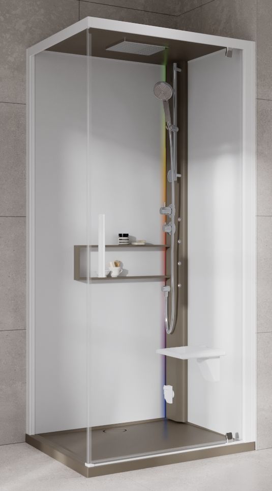 Novellini Glax 2 2.0 G+F kabina z hydromasażem 80 cm kwadratowa prawa parowa z brodzikiem corda G22GF80DT5-1TU