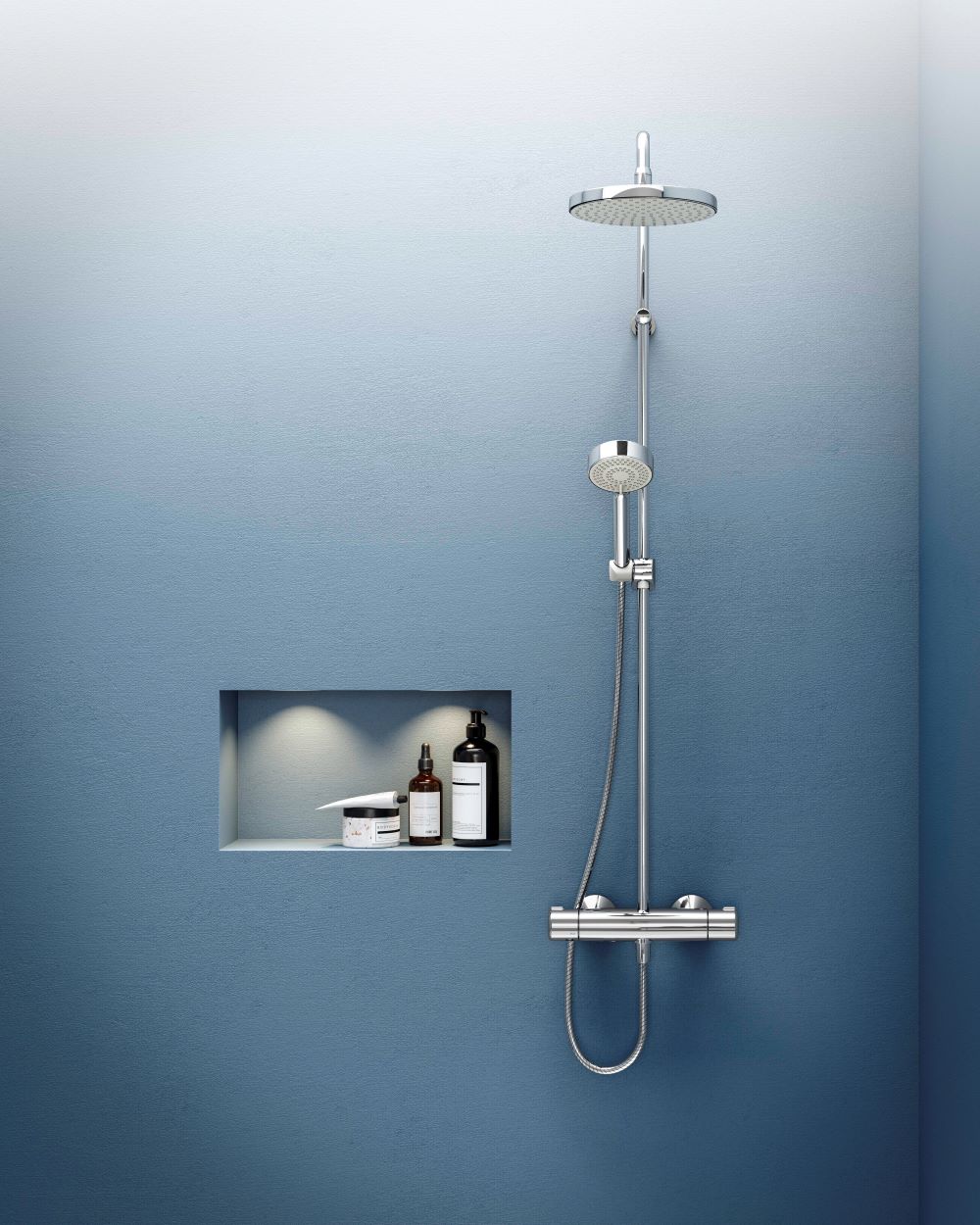 Oras Nova zestaw prysznicowy ścienny termostatyczny z deszczownicą chrom 7402U