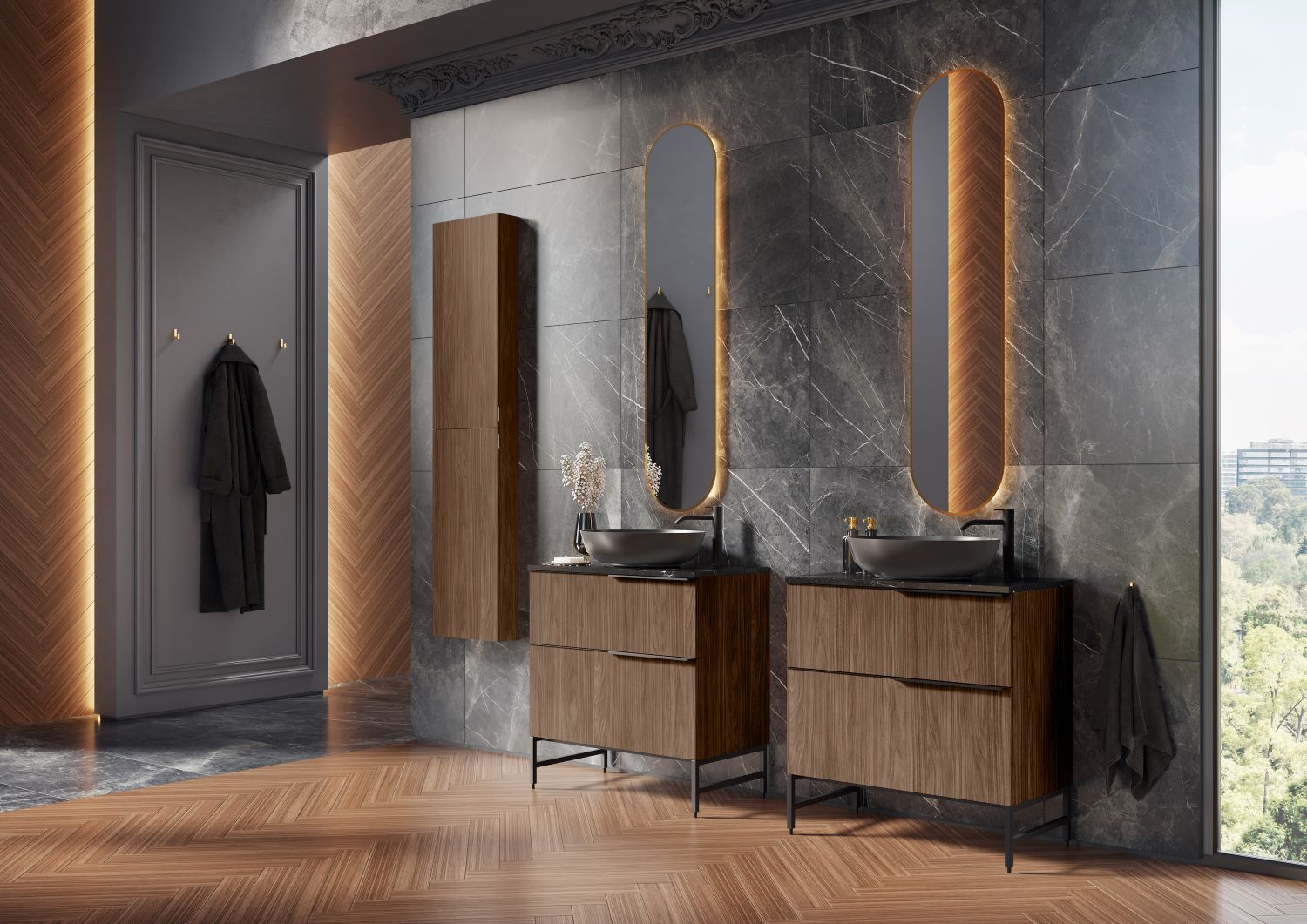 Elita Sharon lustro 35x150 cm owalne z oświetleniem rose gold RE060350015450