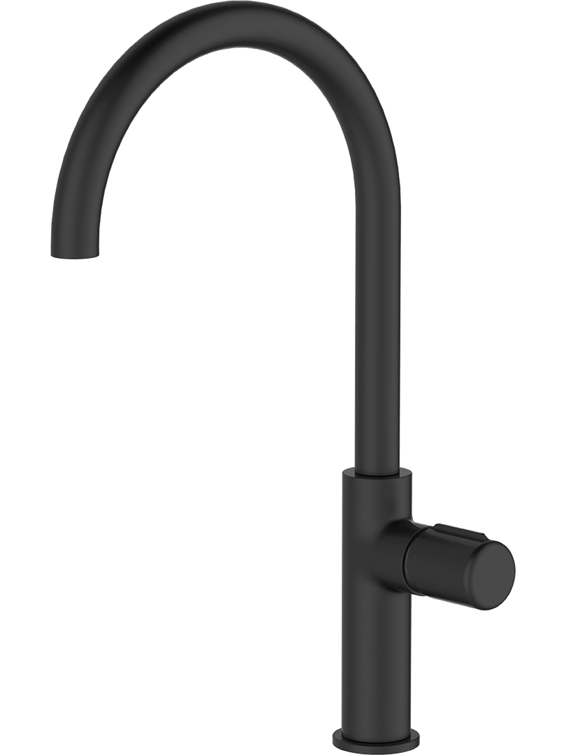 Laveo Pretto bateria kuchenna stojąca z wylewką U czarny mat BAO768D - Wysyłka w 24h