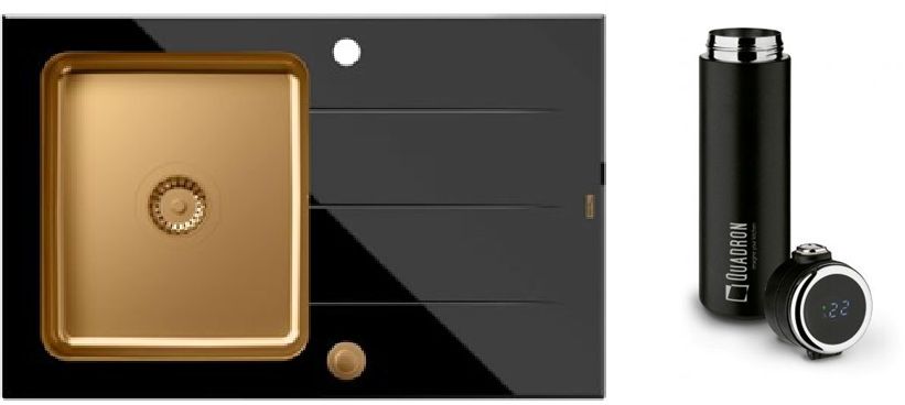 Zestaw Quadron Ford zlewozmywak czarny z kubkiem termicznym 420 ml (HB3578SC3C1P2O, M0051)