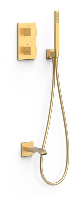 Tres Therm-Box zestaw wannowo-prysznicowy podtynkowy termostatyczny złoty mat 24-K 00625006OM